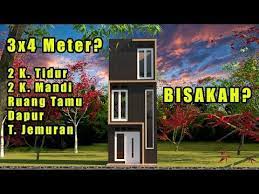 Rumah Minimalis 3x4 2 Kamar Tidur Tiny House Indonesia Youtube Rumah Minimalis Rumah Desain Rumah Mungil