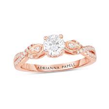 This beautiful ring features a shimmering strand of pavé diamonds entwined with a my now husband and i picked this ring out together when we got engaged two years ago. Adrianna Papell 5 8 Ct T W Certified Diamond Twist Shank Engagement Ring In 14k Rose Gold I I1 Zales Outlet