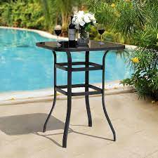 Nuu Garden 32 In Glass Top Metal Pub