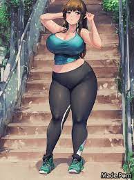 Porn image of thick thighs woman hentai big hips chubby yoga pants fat 30  created by AI