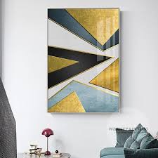 Black And Gold Wall Art Canvas Framed Wall Art Modern Geometric Abstract Gold Blue Black Etsy Abstract Canvas Painting Wall Art Pictures Geometric Art