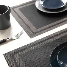 Grey placemats set of 4, round faux leather place mats indoor, summer outdoor placemats for patio table, washable wipeable dining table mats for 4th july thanksgiving christmas party home decor. Brown Table Placemats Set Of 4 Modern Pvc Heat Resistant Place Mats For Kitchen Table Waterproof Vinyl Placemat For Dining Table Dinner Mats Outdoor And Farmhouse Table Mats Set 17 11 8 4 Pcs