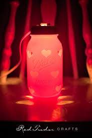 Red Mason Jar Night Light With Heart Pattern By Redtudorcrafts Red Mason Jars Mason Jar Night Light Mason Jars
