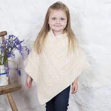 Using caron simply soft tweeds gives this project a. Girls Aran Knit Poncho Made Of 100 Merino Wool The Irish Store