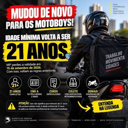Curso de Mototaxista e Motofretista volta a ser obrigatório em 2026 após fim da MP 1.360
