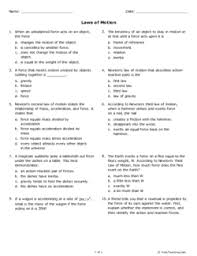 Did it feel like your body was moving forward? Laws Of Motion Grade 6 Free Printable Tests And Worksheets Helpteaching Com