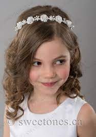 First communion headband veils are quick and easy option for short hair or if your child prefers to wear her hair down. Communion Hairstyles