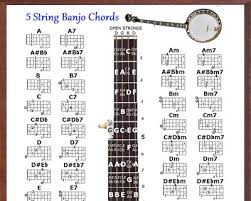 5 string banjo chords chart small chart 8 95 picclick