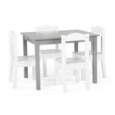 Humble Crew Inspire 5 Piece Grey White Kids Table And Chair Set Tc770 The Home Depot Wooden Table And Chairs Kids Table And Chairs Kids Table Chair Set