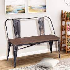 Shop seating, tables, storage, and more from our vintage and contemporary collections. Amazon Com Rustic Vintage Distressed Dining Table Bench With Wooden Seat Panel And Metal Backrest Legs Bench Only No Table Industrial Metal Vintage Antique Distressed Brush Rustic Dining Counter Height Bench Table Benches