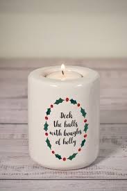 Tall Ceramic Tea Light Holder Deck The Halls Cheerfully Given Christmas Candle Holders Tea Lights Christian Christmas Decorations