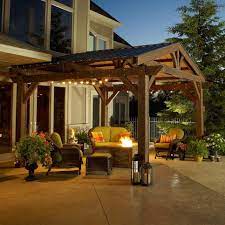 The Outdoor Greatroom Company Lodge Ii 14 X 14 Foot Wood Pergola Mocha Stain Outdoor Pergola Backyard Pergola Pergola