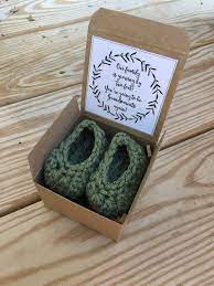 Green Baby Booties Pregnancy Announcement Custom New Baby Etsy