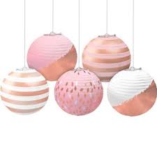 Choose from rose gold table decorations, bunting, hanging decorations and much more! Mini Metallic Rose Gold Pink Paper Lanterns 5ct Party City