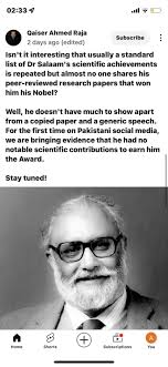 New Data showing that Dr. Abdus Salam lied to get his Nobel Prize