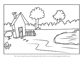 I'm animating my drawing of a glitter pool house coloring page for kids, toddlers. Learn How To Draw A House With Garden And Pool Scene Scenes Step By Step Drawing Tutorials