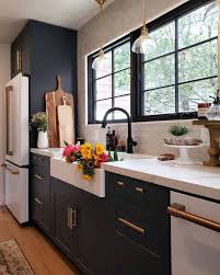 Amazing Galley Kitchen In Dark Night Sky Shaker Galley Kitchen Design Kitchen Inspirations Galley Kitchen Remodel