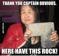 Thank You Captain Obvious Have This Rock 9gag
