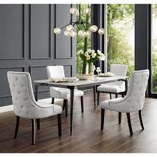 This neena upholstered dining chair is part of the living and dining room. Annabelle Cream Linen Dining Chair Set Of 2 Back Tufted Nailhead Trim Finish Walmart Com Dining Chairs Linen Dining Chairs Leather Dining Chairs