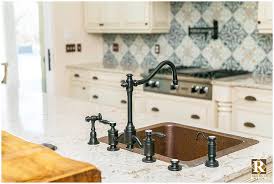 concrete tile with copper sink in
