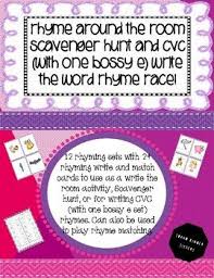 Rhyme Around The Room Scavenger Hunt And Cvc Rhyme Find And Write Bundle Scavenger Hunt Rhyming Words Rhymes