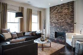 Stripes Brick Metal Industrial Modern Living Room By Calgary Interior Designer Modern Industrial Living Room Industrial Living Room Design Living Room Decor Modern