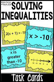 Solving Inequalities Task Cards Solving Inequalities Maths Activities Middle School Solving Inequalities Activities