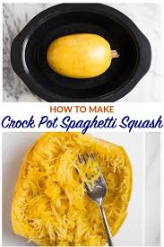 Crockpot Spaghetti Squash How To Make Easy Spaghetti Squash In The Slow Cooker Easy Healt Crockpot Spaghetti Crockpot Spaghetti Squash Easy Spaghetti Squash
