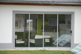 Aluminium Schiebetur In Grau Mit Sicherheitsglas Schiebetur Glastur Schiebe Tur