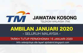 Berikut merupakan maklumat iklan kerja kosong yang ditawarkan oleh majikan terlibat. Jawatan Kosong Telekom Malaysia Tm Januari 2020