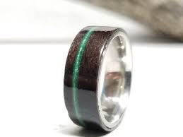 Ebony Wedding Band Emerald Inlay Custom Wood Ring Mens Etsy Custom Wood Rings Rings For Men Rings