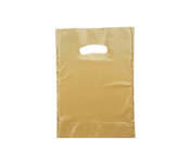 Carrier Bags Plastic Bags For Retail Shops Gold Plastic Carrier Bags  (300+40x240mm)(500 Units) Paper