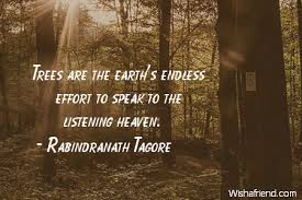 Never say there is nothing beautiful in the world anymore. Rabindranath Tagore Quote Trees Are The Earth S Endless Effort To Speak To The Listening Heaven