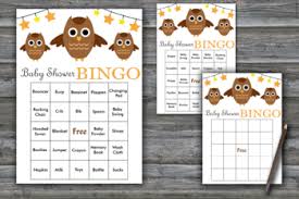 There are 20 different cards to print off print off a different bingo card for each guest. Owl Baby Shower Bingo Cards Little Owl Baby Shower Bingo 60 Printable Cards 357