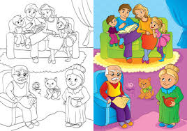 Colorea una pequeña familia formada por tres miembros. Familia Para Colorear Imagenes Y Fotos 123rf
