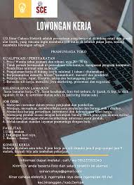 Check spelling or type a new query. Lowongan Kerja Pramuniaga Toko Sinar Cahaya Elektrik Demak Loker Swasta