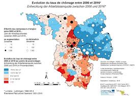 Evolution Du Taux De Chomage 2000 2016 Cartes Thematiques Systeme D Information Geographique Pour La Grande Region