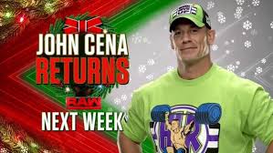 Jun 24, 2021 · in a recent the tonight show appearance, wrestler and movie star john cena confirmed to host jimmy fallon that the rumors about his return to the wwe are true, but what's still up in the air is. John Cena Returns Wwe Christmas Day Raw