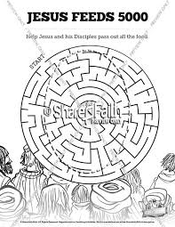 Use the feeding 5,000 #1 coloring page as a fun activity for your next children's sermon. Jesus Feeds 5000 Bible Mazes Bible Mazes
