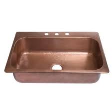 Sinkology Angelico Drop In Handmade Pure Copper 33 In 3 Hole Single Bowl Kitchen Sink In Hammered Antique Copper Sk101 33ac Drop In Kitchen Sink Copper Kitchen Single Bowl Kitchen Sink