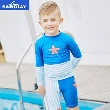 Wholesale Sabolay Children Sun Protection Swimwear Big Male Two Piece Long Oversleeve Qui Baby Girl Clothes Baby Sun Protection Clothing Wholesale Baby Clothes