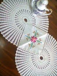 Caminho De Mesa De Tecido Com Barrado De Croche Centro De Mesa De Tecido Com Barrados De Croche Com Imagens Caminho De Mesa De Croche Padrao De Colcha De Croche Centro De Mesa De Croche