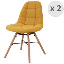 Invitez le lot de 4 chaises scandinaves capitonnées grises dans votre salle à manger. Chaise Scandinave Tissu Curry Pieds Hetre X2 Maisons Du Monde