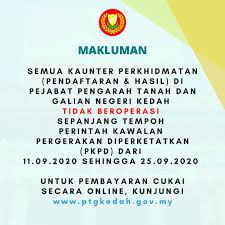 Penyata pembayaran online (resit cukai tanah) hanya boleh diperolehi di kaunter unit hasil pejabat tanah daerah berkenaan selepas data bayaran berjaya dikemaskini ke dalam sistem. Cukai Tanah Online Kedah