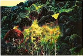 Eyvind Earle transportive Green Forest