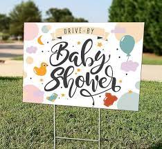 Yard Cards Baby Shower Drive By Lawn Sign Includes Stakes Etsy Baby Shower Signs Outdoor Baby Shower Baby Shower