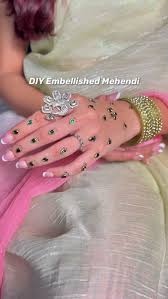 DIY Embellished Mehendi ✨, Idea inspired by @amamajewels ❤️, Pinterest  inspired , diy , diy craft , diy hack , diy idea , pinterest girl ,  aesthetic , desi , mehendi, #mehendi #henna #festivehack ...