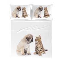 Trova lenzuolo matrimoniale gatti in vendita tra una vasta selezione di su ebay. Parure Lenzuola Copriletto Matrimoniale Gatto E Cane In 100 Puro