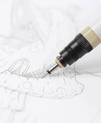 Drawings with ink and rapidograph. Pens Kinusa