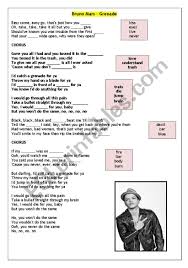 Easy come, easy go that's just how you live, oh take, take, take it all, but you never give should have known you was trouble from the first kiss. Bruno Mars Grenade Esl Worksheet By Carol Ls